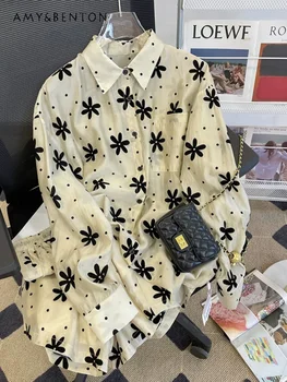 Модный Новый Солнцезащитный костюм-рубашка Ранней Осени, Женская Рубашка с длинными рукавами и цветочным принтом + Шорты, комплект из двух предметов, Наряды