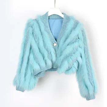2023 Новый свитер с лисьим мехом Geuine, женский короткий кардиган из натурального меха, жилет H3