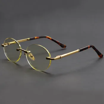 Стеклянные Солнцезащитные очки Для женщин, мужчин, Желтые Очки с линзами из натурального Хрусталя, Овальные, с защитой от Царапин
