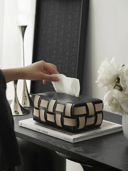 Высококачественная тканая кожаная коробка для салфеток легкий роскошный обеденный стол в гостиной выдвижной ящик бумажная коробка home premium sense wipe hand paper