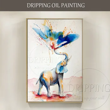 Модный дизайн, яркие цвета, современная картина маслом в виде слона, ручная роспись, современное животное, Слон, красочная картина маслом в воде
