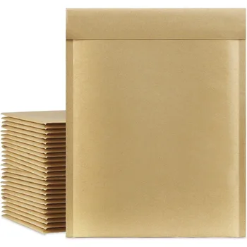 50 шт., натуральные Коричневые Пузырьковые почтовые конверты на подушечках из крафт-бумаги, пакеты для доставки с кожурой и печатью для рассылки