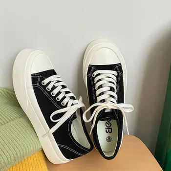 Коллекция 2022 года, Весенне-летние универсальные милые парусиновые туфли на толстой подошве для женщин, корейская версия повседневной обуви для студенческих уличных фотографий