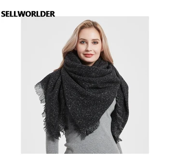 2020 Новый Женский однотонный зимний шарф, теплые модные квадратные шарфы и обертывания