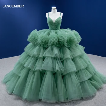 Зеленое бальное платье, пышные платья, тюлевое платье для бальных танцев, 2022, пышное вечернее платье на тонких бретельках RSM67504