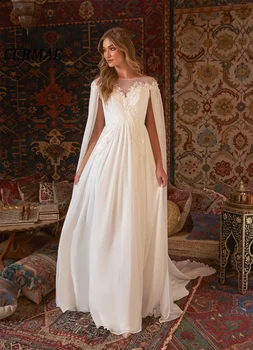 Свадебное платье с эмблемой CERMAE, Накидка Трапециевидной формы, Белое Вечернее платье с круглым вырезом и Шлейфом, вечерние платья для женщин 2023