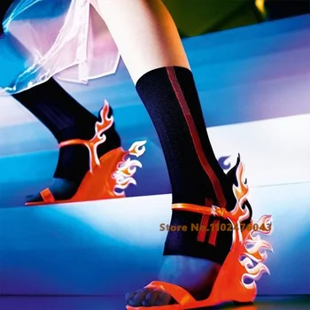 Женские Босоножки на танкетке из лакированной кожи Оранжево-красного цвета, Роскошные Дизайнерские Женские Босоножки на высоком каблуке с ремешком на щиколотке, Пикантная Модная обувь