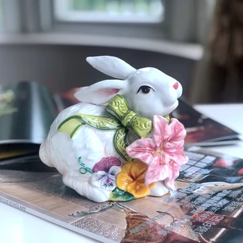 Керамические украшения в Скандинавском стиле с сельским кроликом, Легкие Роскошные Аксессуары для дома, Шкаф для телевизора, Чайный столик на веранде 