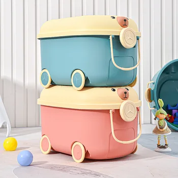 Ящики для хранения Echome Коробка для хранения детских игрушек Большой Емкости со шкивами Коробка для сортировки детской одежды Органайзеры для дома