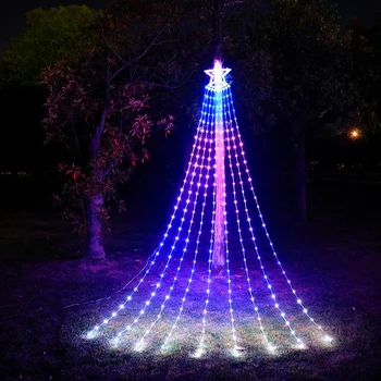 Новый Рождественский декор Огни СВЕТОДИОДНЫЙ Пентаграмма Водопад RGB Проточная Вода Лампы Точечный Контроль Лошадь Беговая лампа на открытом воздухе Сады Газон