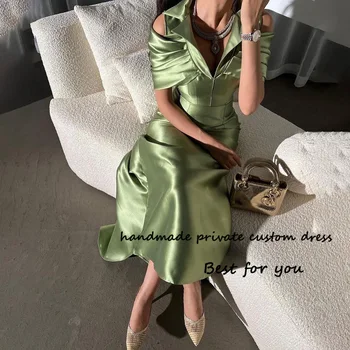 Зеленые Складки, Атласные вечерние платья 