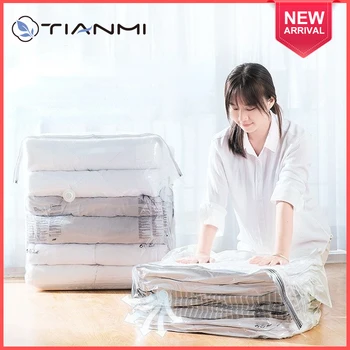 Вакуумный мешок TIANMI, Сумки для хранения одежды, Стеганое одеяло, Органайзер Большой Емкости, Прозрачная Компактная Складная сумка для хранения для домашнего использования