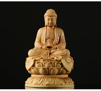 Таиланд статуэтки Будды Шакьямуни из самшита Деревянная скульптура Dharma твердая статуя лотоса украшение стола