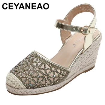 CEYANEAOSlope/ босоножки на платформе и высоком каблуке; коллекция 2021 года; летний бисквитный торт с надписью на поясе; универсальная повседневная модная обувь для мамы;