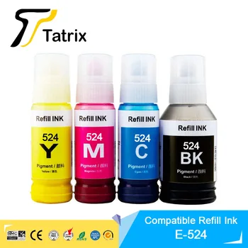 Чернила для Заправки Чернил Tatrix 524 T524 Premium Color, Совместимые с Объемной Бутылкой на водной основе, для Принтера Epson EcoTank L15150 L15160