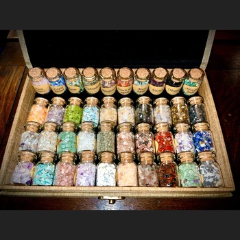 1 Коробка, набор бутылок с натуральными Мини-кристаллами драгоценных камней (40 штук) Флаконы из гравия с обвалившимся камнем, подарок природы для домашнего декора 