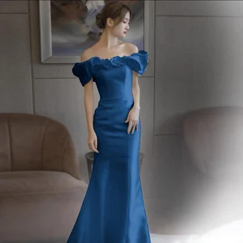 CERMAE, Атласное Платье для выпускного вечера в стиле Русалки с вырезом на плечах, длиной до пола, с рюшами, Вечернее Элегантное платье для женщин 2023
