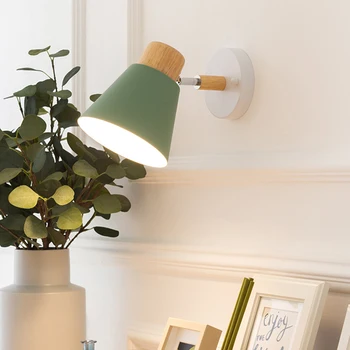 Креативный Настенный светильник Nordic Wooden LED Simple Sconce Light / Защита глаз Для чтения и гостиной, Прикроватное освещение для спальни, домашний декор