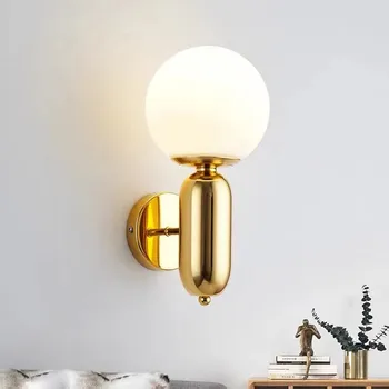 Настенный светильник Aballs Современная спальня минималистичный настенный бра золотой американский стиль наружная светодиодная лампа для дома Зеркальный шар настенный светильник
